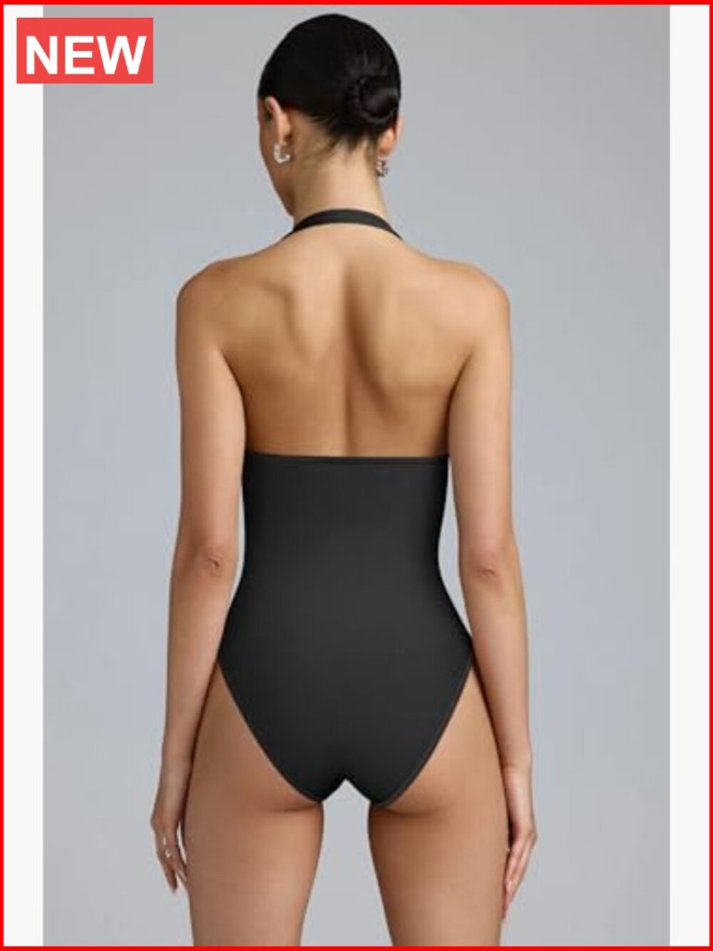 Halter Neck Bodysuit 2 Pack Sleeveless Shapewear One Piece Leotard Going Out - Picture 4 of 6